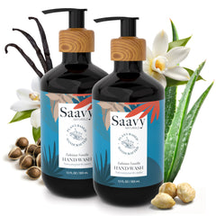 Saavy Naturals Hand Wash bottle featuring Tahitian Vanilla for a gentle, refreshing cleanse.