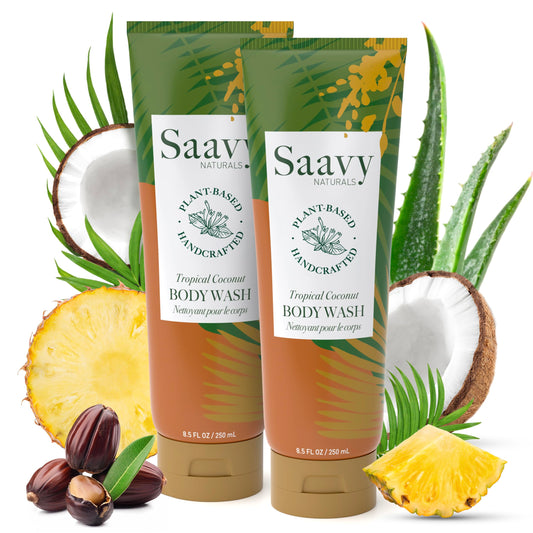 Saavy Naturals Moisturizing Body Wash bottle view shows gentle hydration