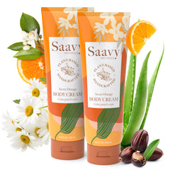 Saavy Naturals Sweet Orange Body Cream applied on arm for smooth hydration