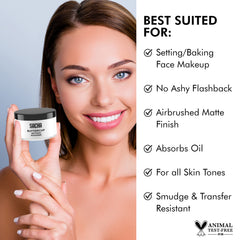 Sacha Buttercup No Color powder on skin delivers oil control and a matte finish.