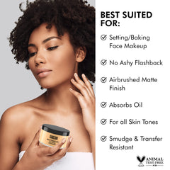 Sacha Buttercup Setting Powder dispensing shot for seamless setting.