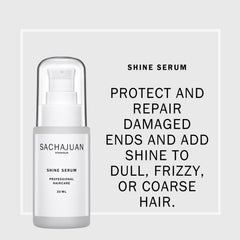 SACHAJUAN Shine Serum delivers a glossy finish on hair for a polished look.