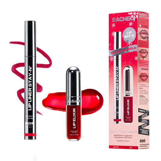 Sacheu Stay-N peel-off lip stain application demonstrates precise lip line and long wear.