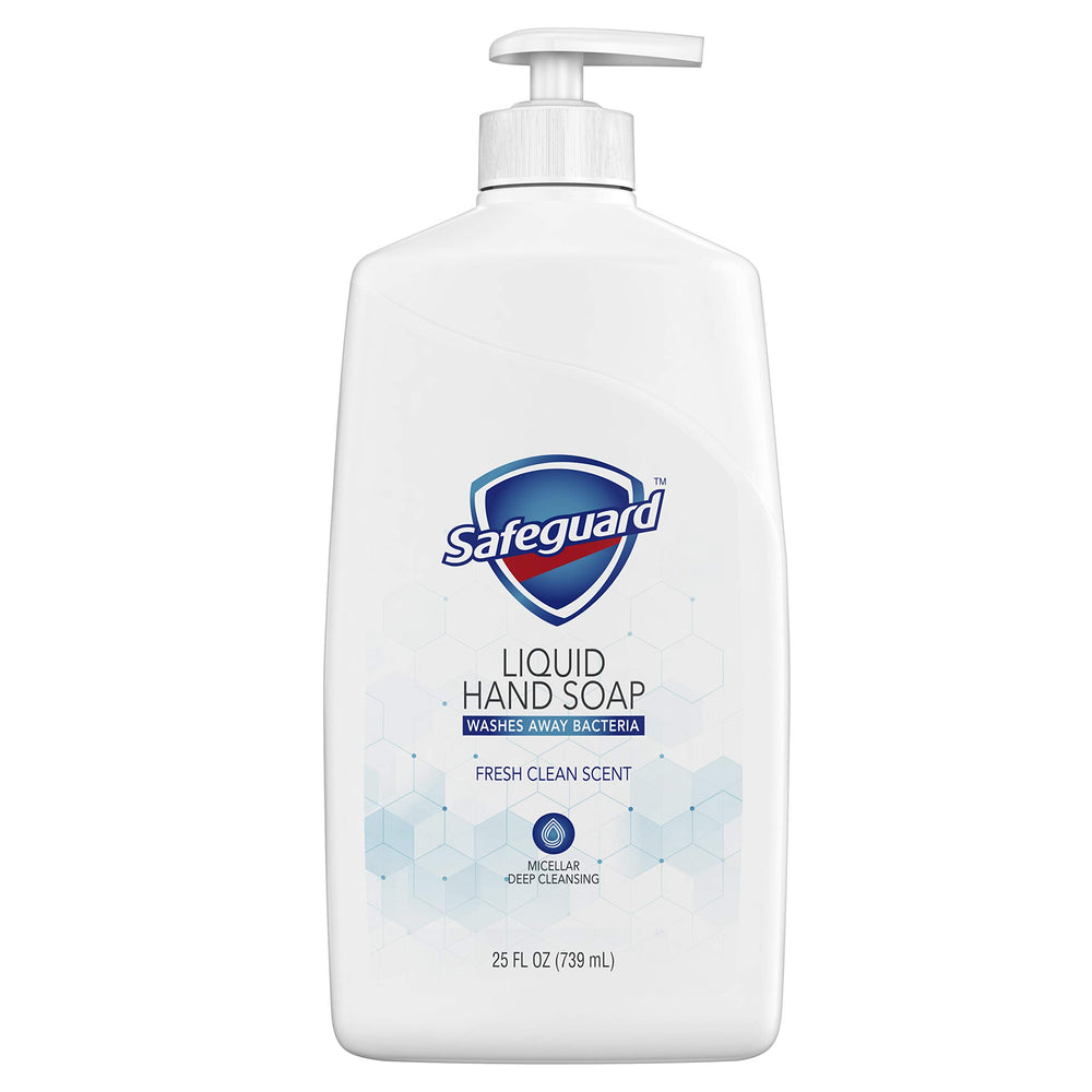 Safeguard liquid hand soap bottle front highlighting micellar cleansing for a fresh wash.
