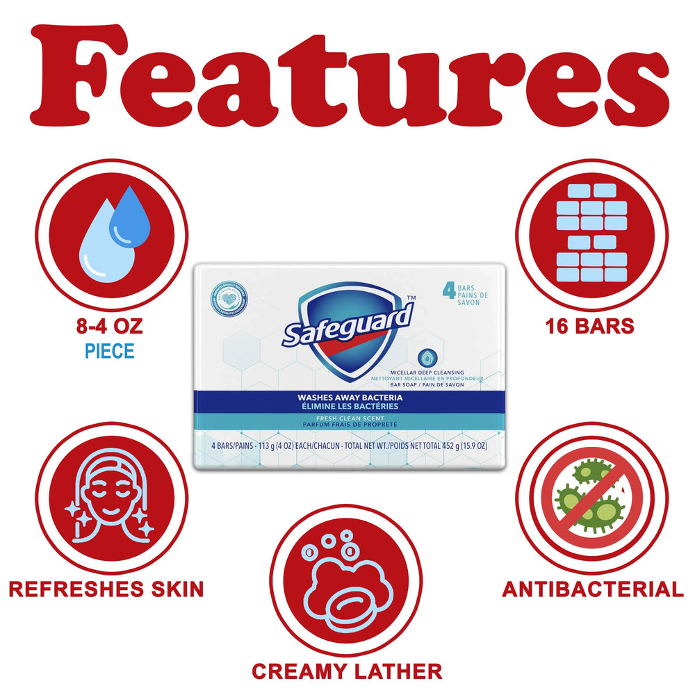 Safeguard micellar bar soap lather close-up showing rich foam and gentle cleansing.