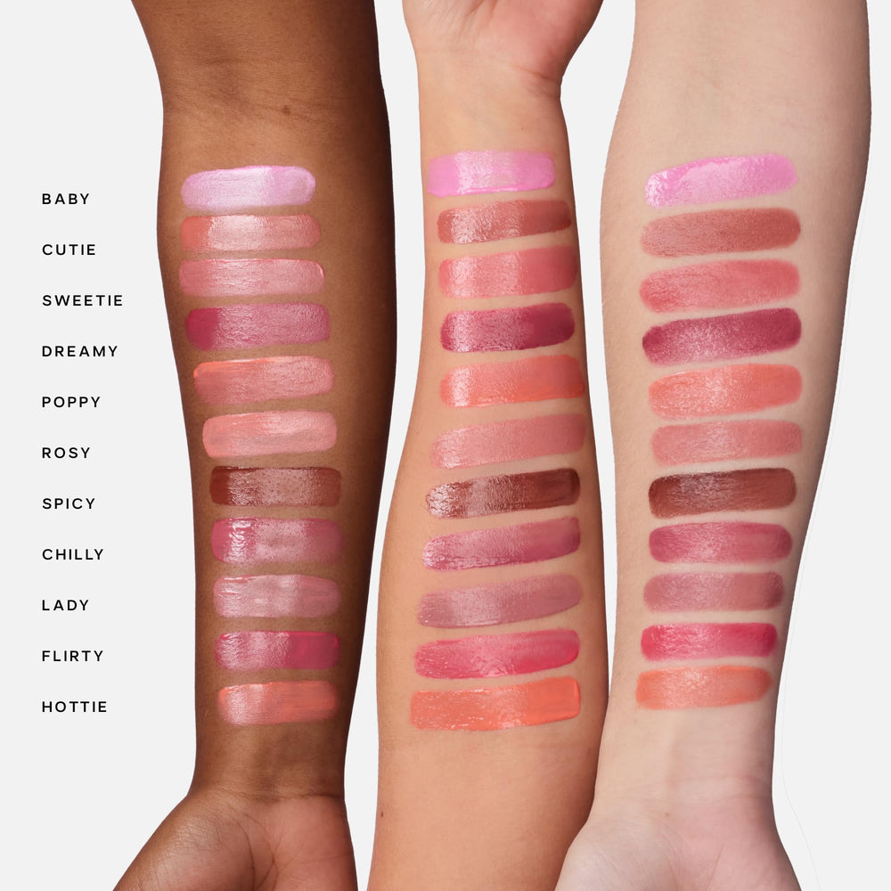 Saie Dew Liquid Blush seamless blend creates a lit-from-within finish.