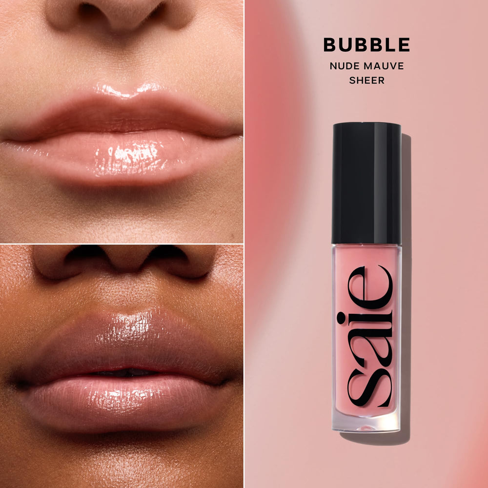 Saie Glossybounce Bubble tube and cap, portable for on-the-go hydration.