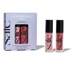 Saie Glossybounce Duo Bounce bottle highlights hydrating gloss with buildable color.