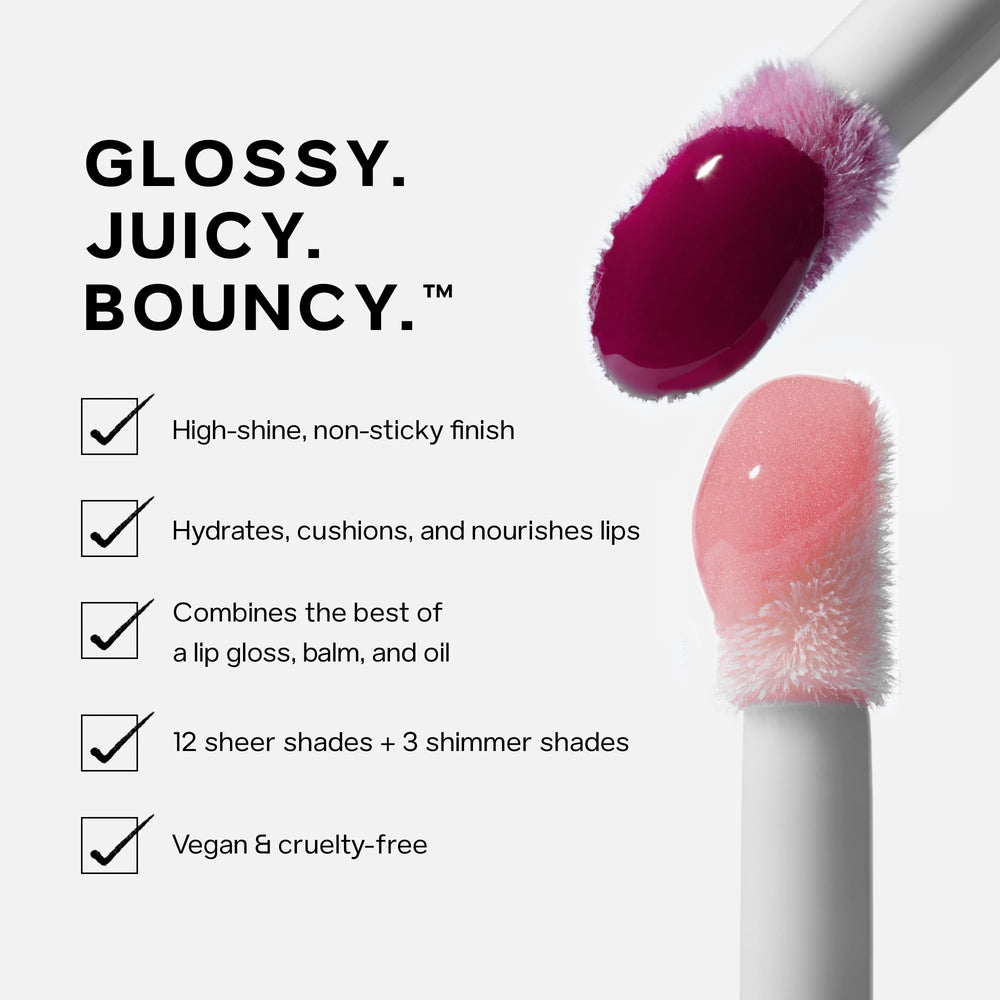 Saie Glossybounce hyaluronic acid hydration for comfortable wear all day.