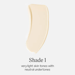 Texture close-up reveals serum-like consistency blending with the skin.