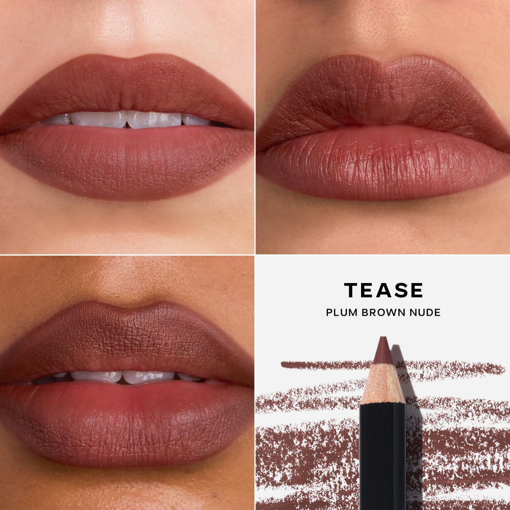 Saie Lip Liner 101 shea butter swatch with comforting texture.