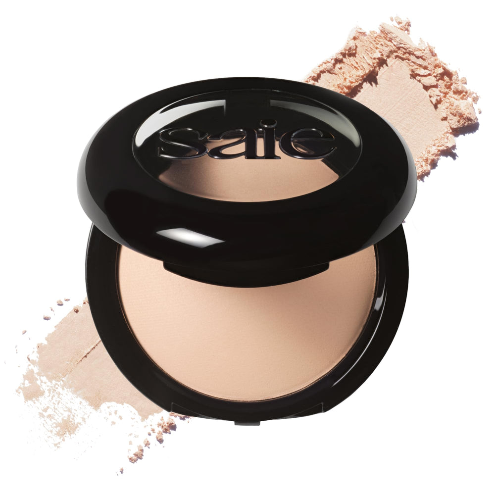 Saie Slip Tint Baked Setting Powder translucent 2 pan close-up for undetectable blurring.