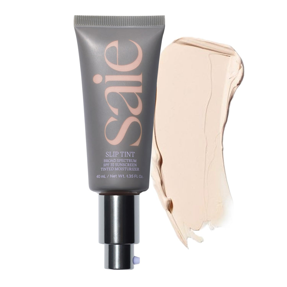 Saie Slip Tint bottle front view with glow and SPF protection