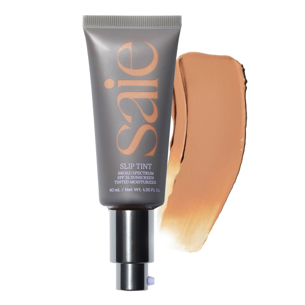 Saie Slip Tint bottle showing glow finish and mineral SPF 35