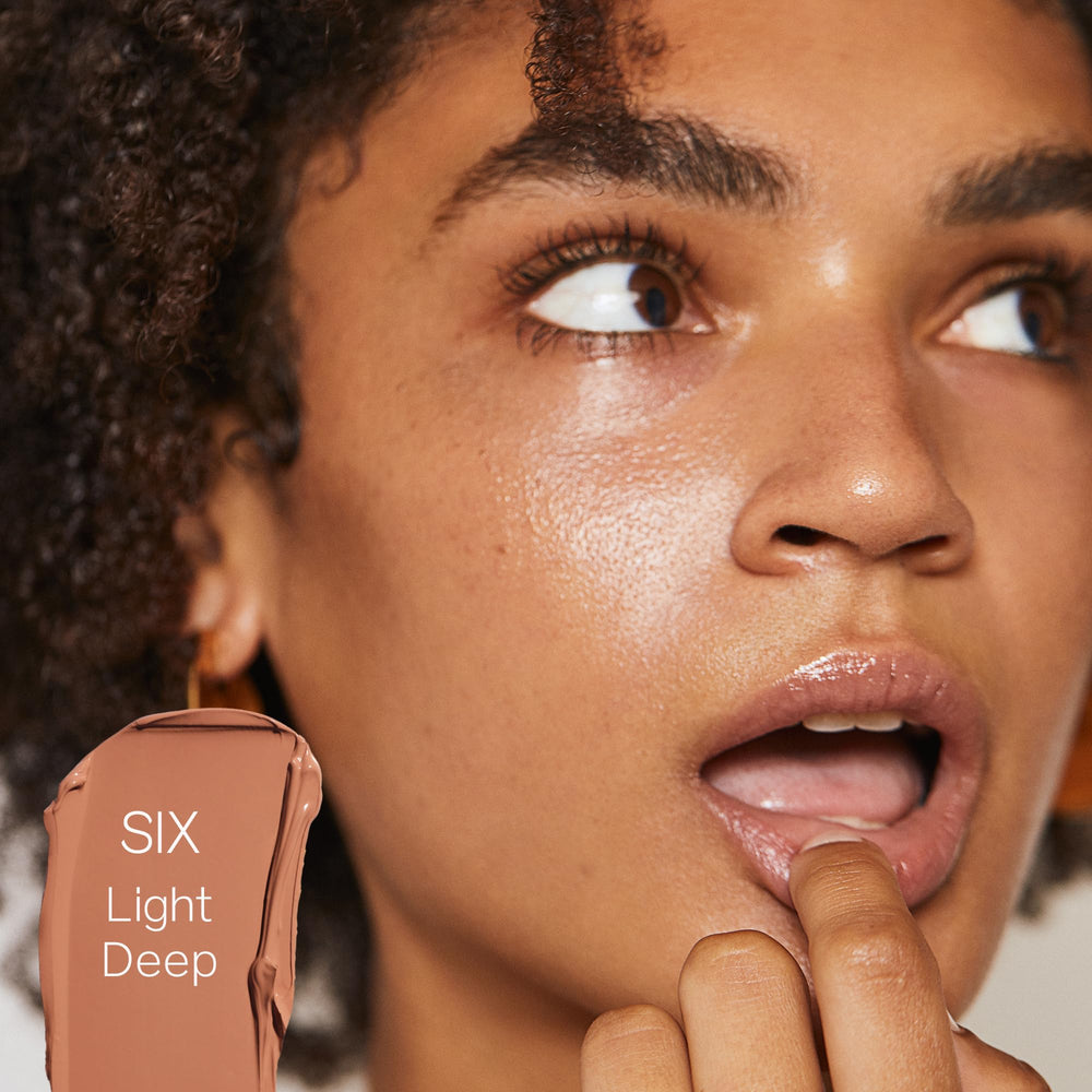 Swatch of Saie Slip Tint Six reveals natural glow and even tone.