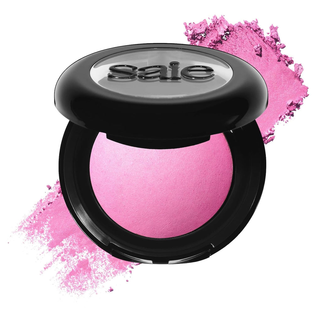 Saie SuperSuede baked blush compact with diffused color for a natural glow