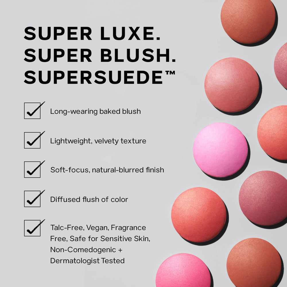 Saie SuperSuede baked blush easy-pickup brush shot suggests effortless color