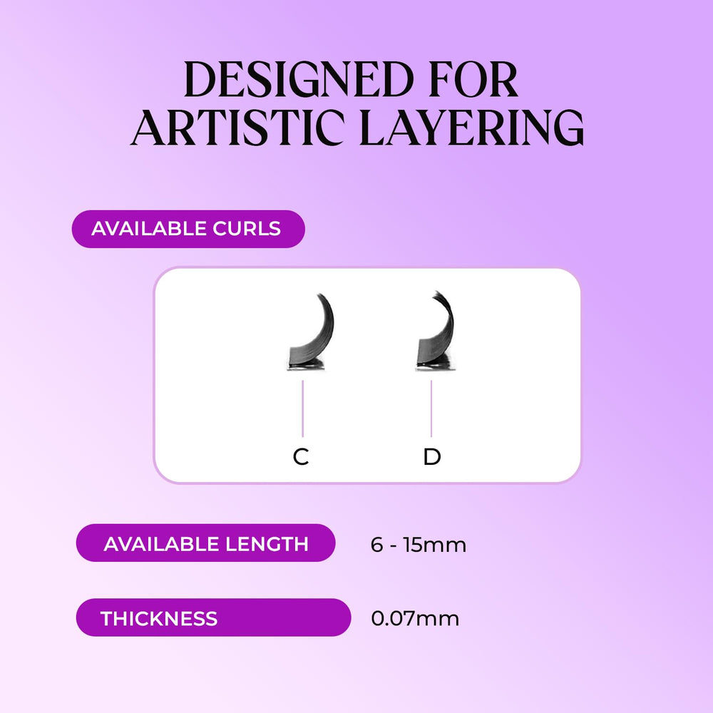 SAIGON LASH Wispy Promade fans offer C and D curl options for customization.
