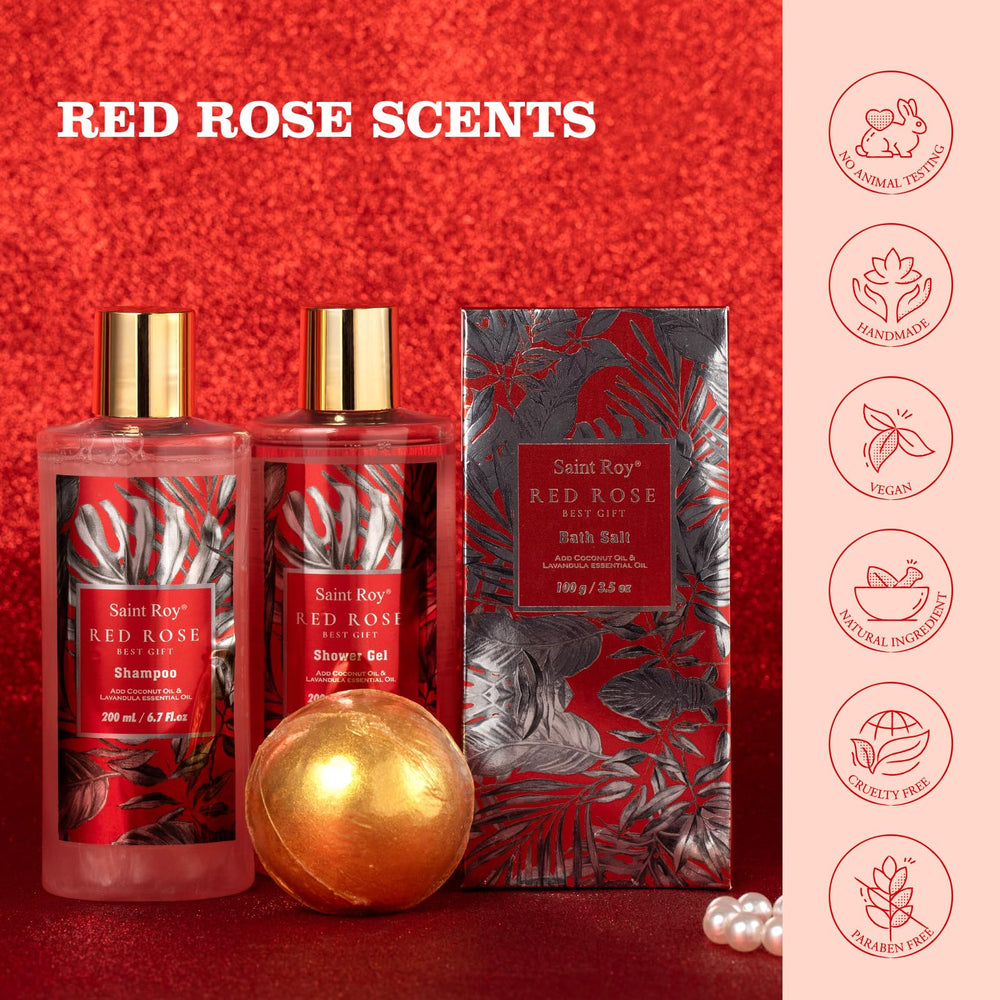 Saint Roy jojoba oil bath oil with rose oil for nourishing bath care.