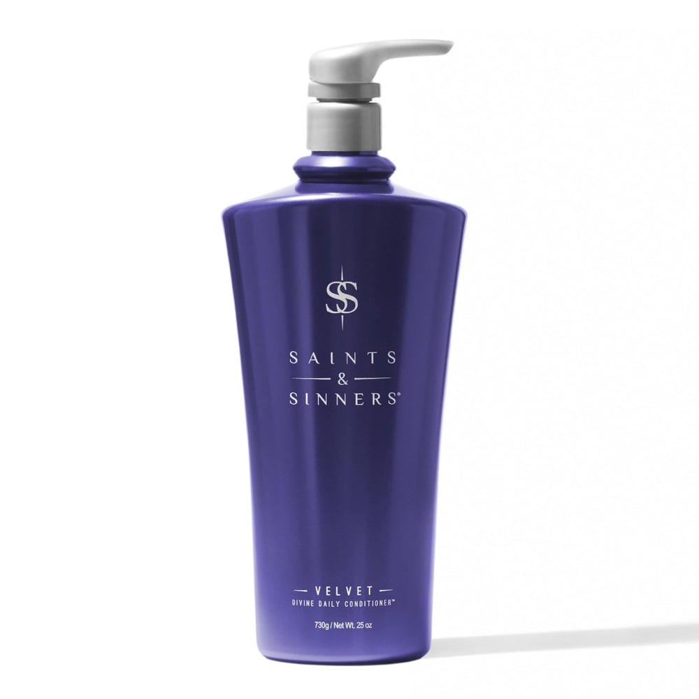 Saints & Sinners Velvet Divine conditioner bottle delivering deep hydration for dry hair.