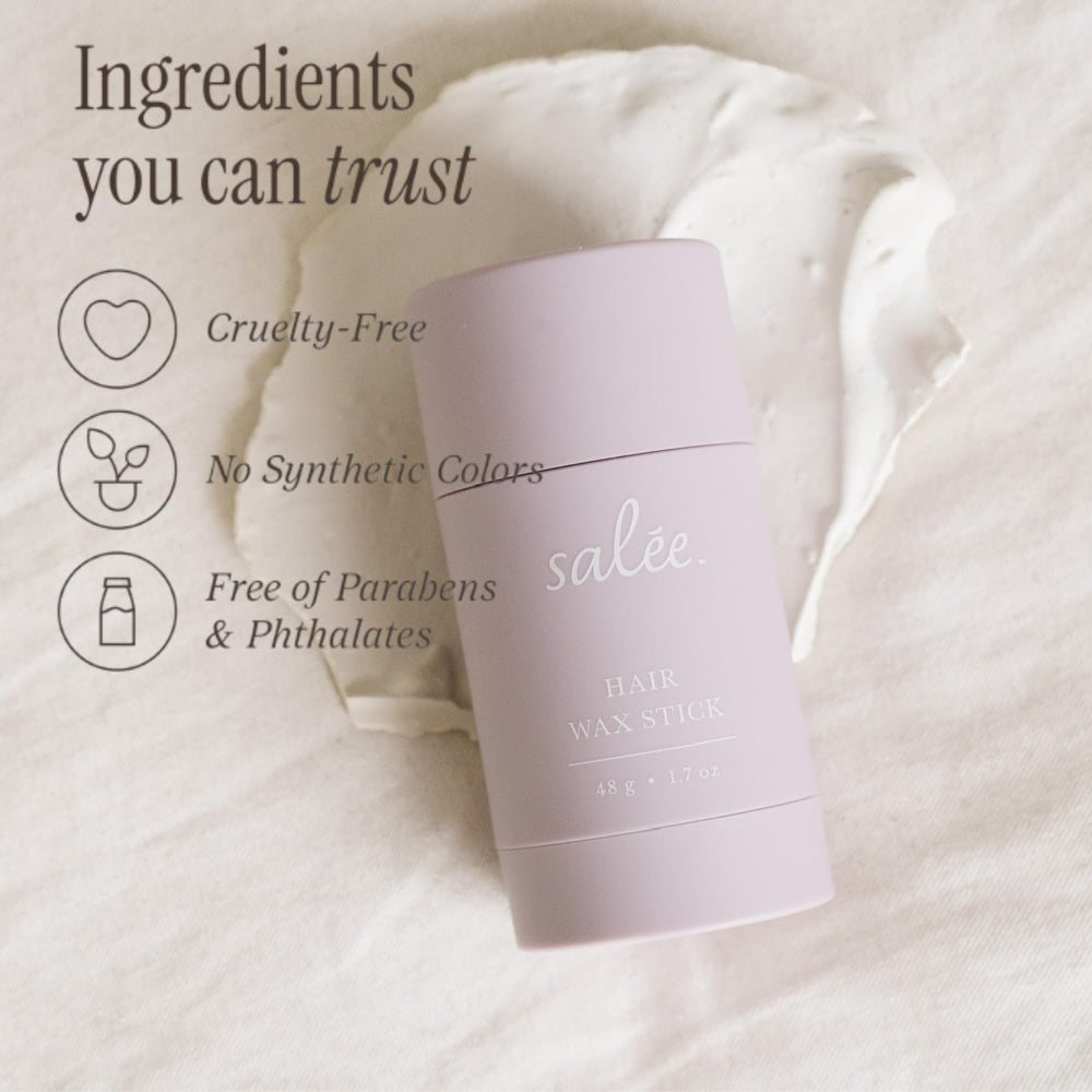 Salée Hair Wax Stick works on all hair types for versatile styling.