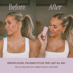 Salée Hair Wax Stick edge taming highlights controlled flyaways with a refined look.