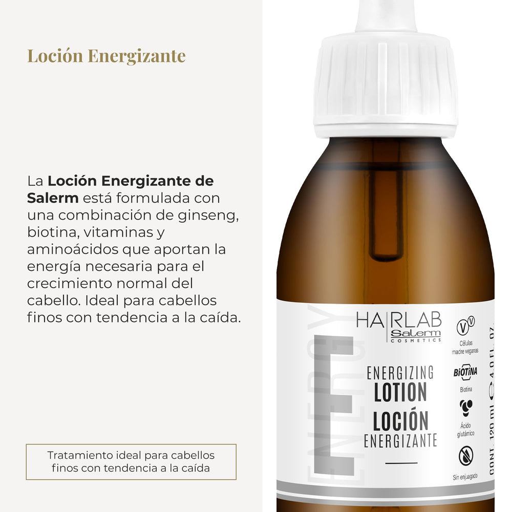 SALERM Hairlab Energizing Lotion ingredients highlight ginseng and biotin.