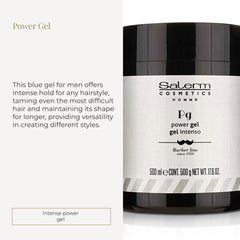 SALERM Homme Barber Line gel emphasizes strong hold with hydrating texture.