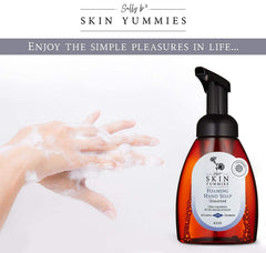 Sally B's unscented foaming hand soap pump top highlighting moisturizing formula