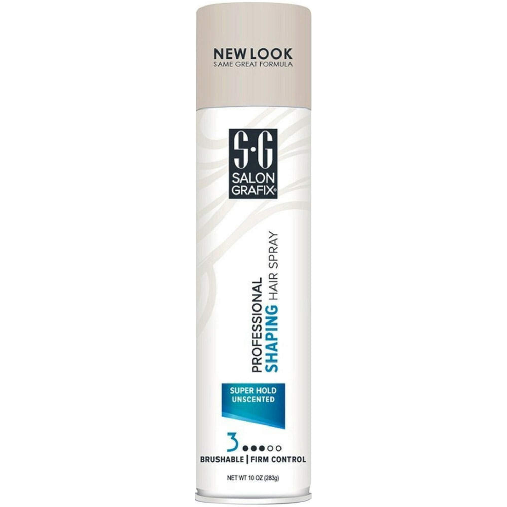 Salon Grafix Unscented Shaping Hair Spray bottle showing all-day hold