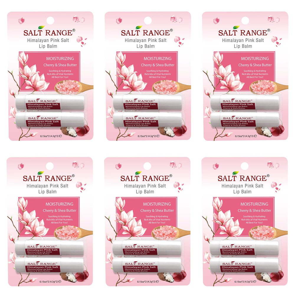 Salt Range lip balm tube with cherry and shea butter for deep hydration.