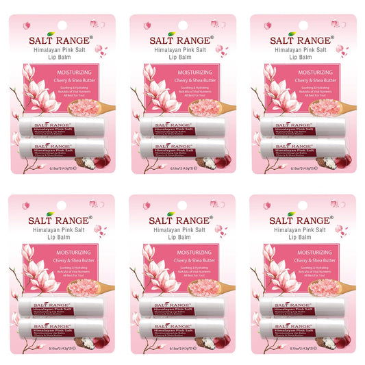 Salt Range lip balm tube with cherry and shea butter for deep hydration.