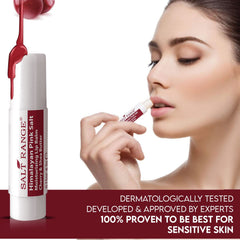 Salt Range lip balm being applied for a refreshing, non-greasy feel.