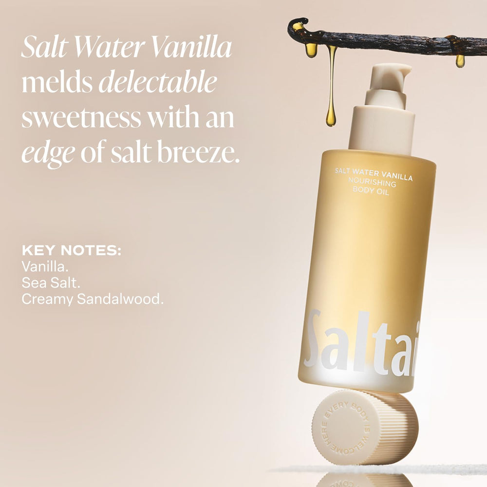 Saltair 4oz pump bottle on bathroom shelf