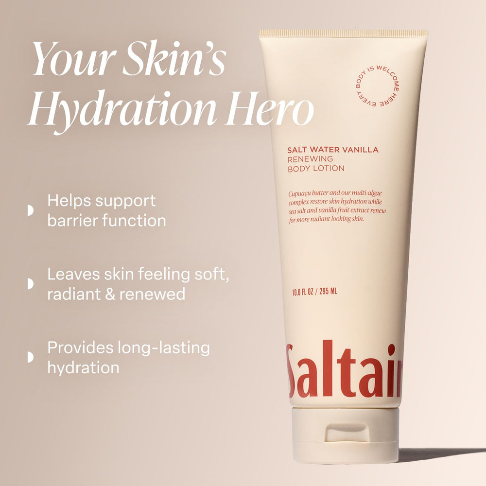 Saltair Body Lotion creamy texture close-up showing rich moisture.