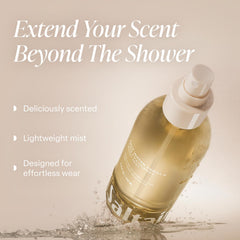 Saltair Body Mist spray application capturing a light, quick-drying fragrance.
