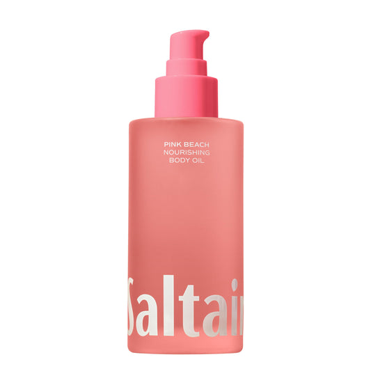 Saltair Body Oil Pink Beach bottle offers luxurious hydration for all skin types.