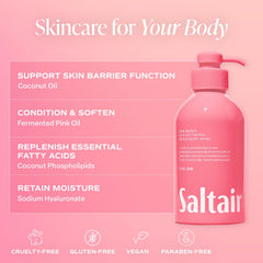 Saltair Lather application demonstrates easy spread for a refreshing shower.
