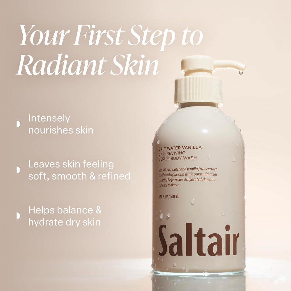 Saltair Salt Water Vanilla two-pack display highlighting convenience for shared baths