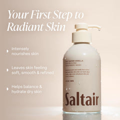 Saltair Salt Water Vanilla two-pack display highlighting convenience for shared baths