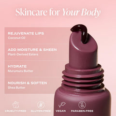 Saltair Hydrating Lip Oil Balm tinted rose swatch adds subtle color for everyday looks.