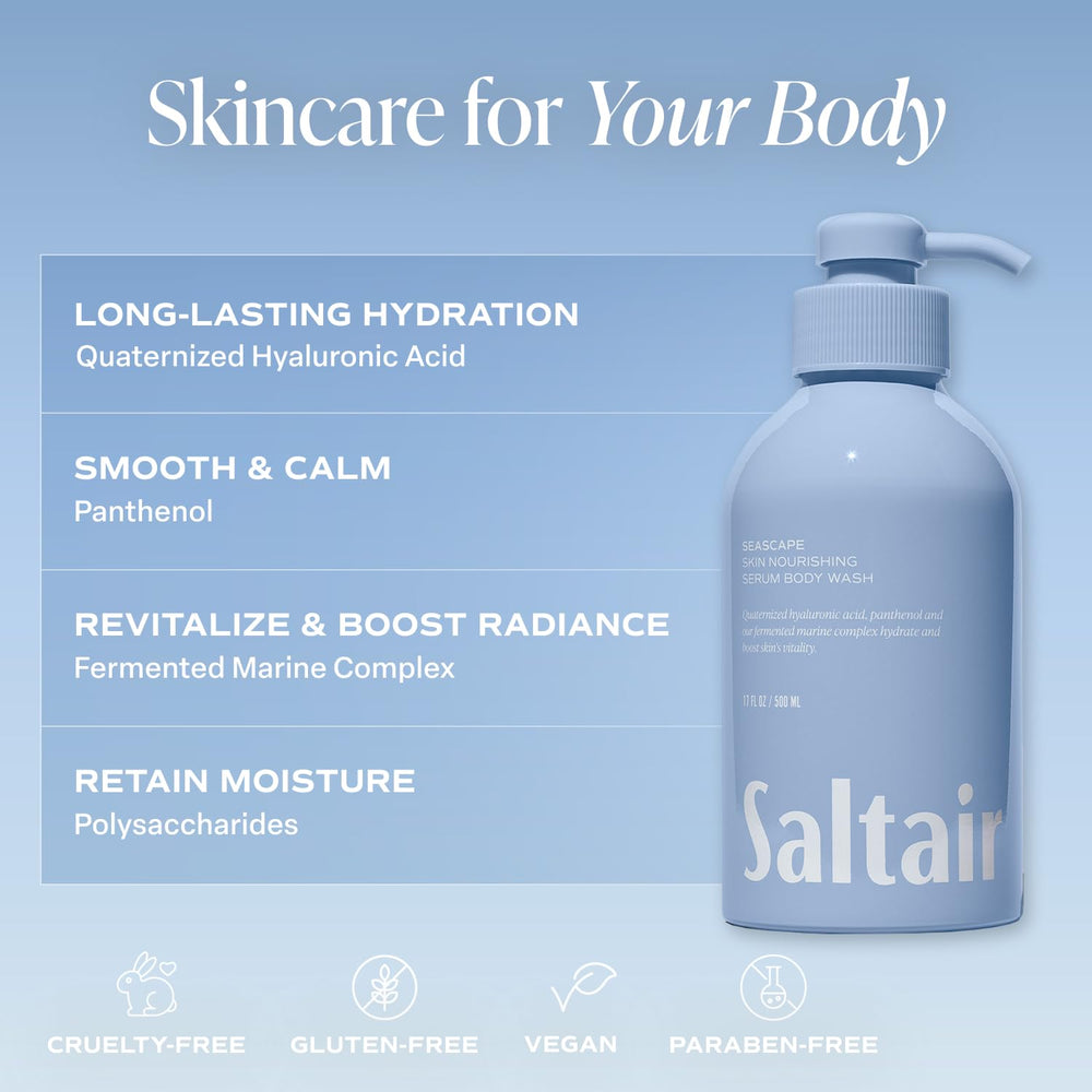 Saltair Monoi Oil and Cupuacu Butter nourish skin with lasting moisture.