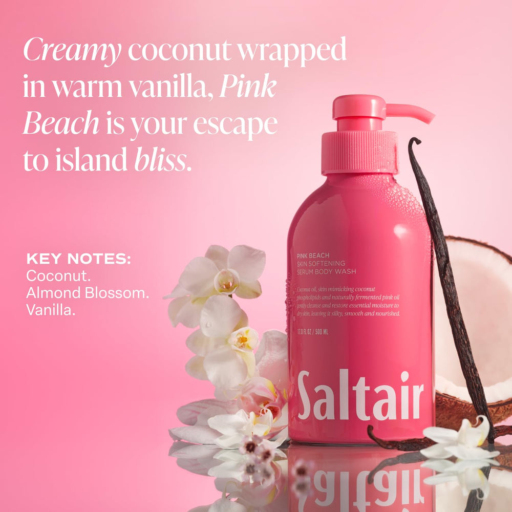 Saltair packaging shot emphasizes vegan, cruelty-free, paraben-free credentials for conscious shoppers.