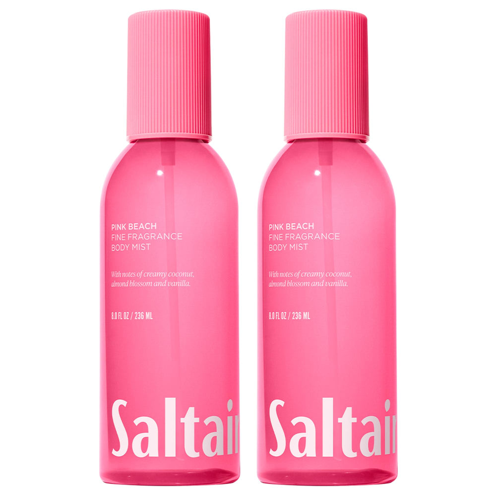 Saltair Pink Beach body mist two-pack bottles for quick fragrance refresh.