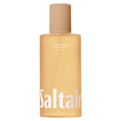 Saltair Santal Bloom bottle pours oil for smooth skin after shower.