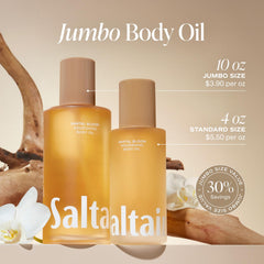 Saltair Santal Bloom on damp skin locks in hydration.