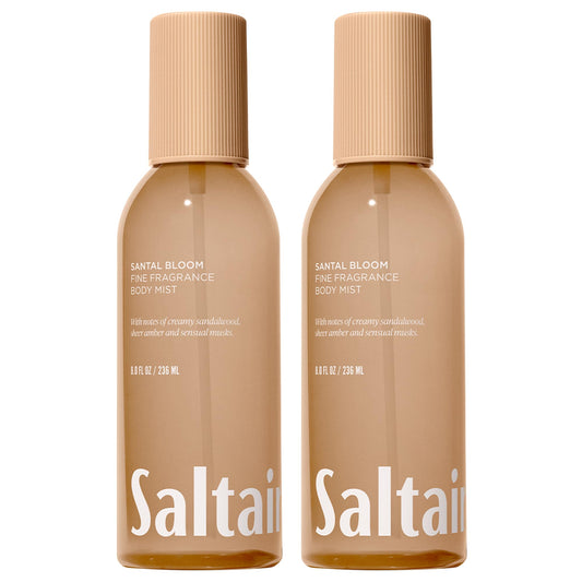 Saltair Santal Bloom two-pack bottles on white background, long-lasting fragrance option for daily wear.