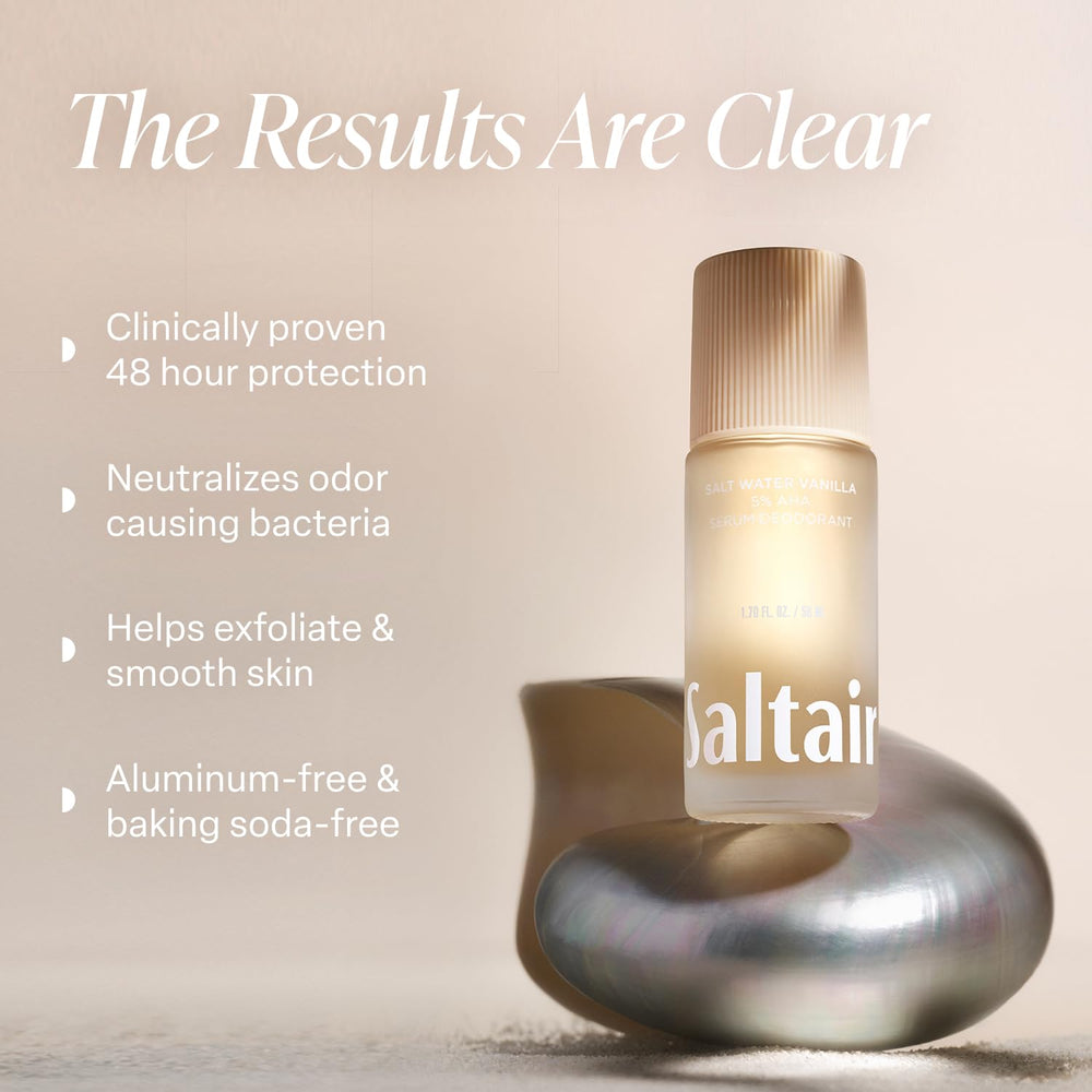 Saltair Serum Deodorant roller ball application on skin