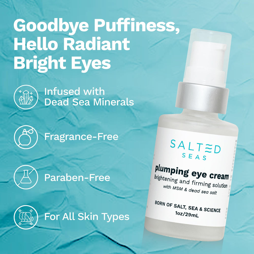 Salted Seas Plumping Eye Cream under-eye application being dabbed for hydration