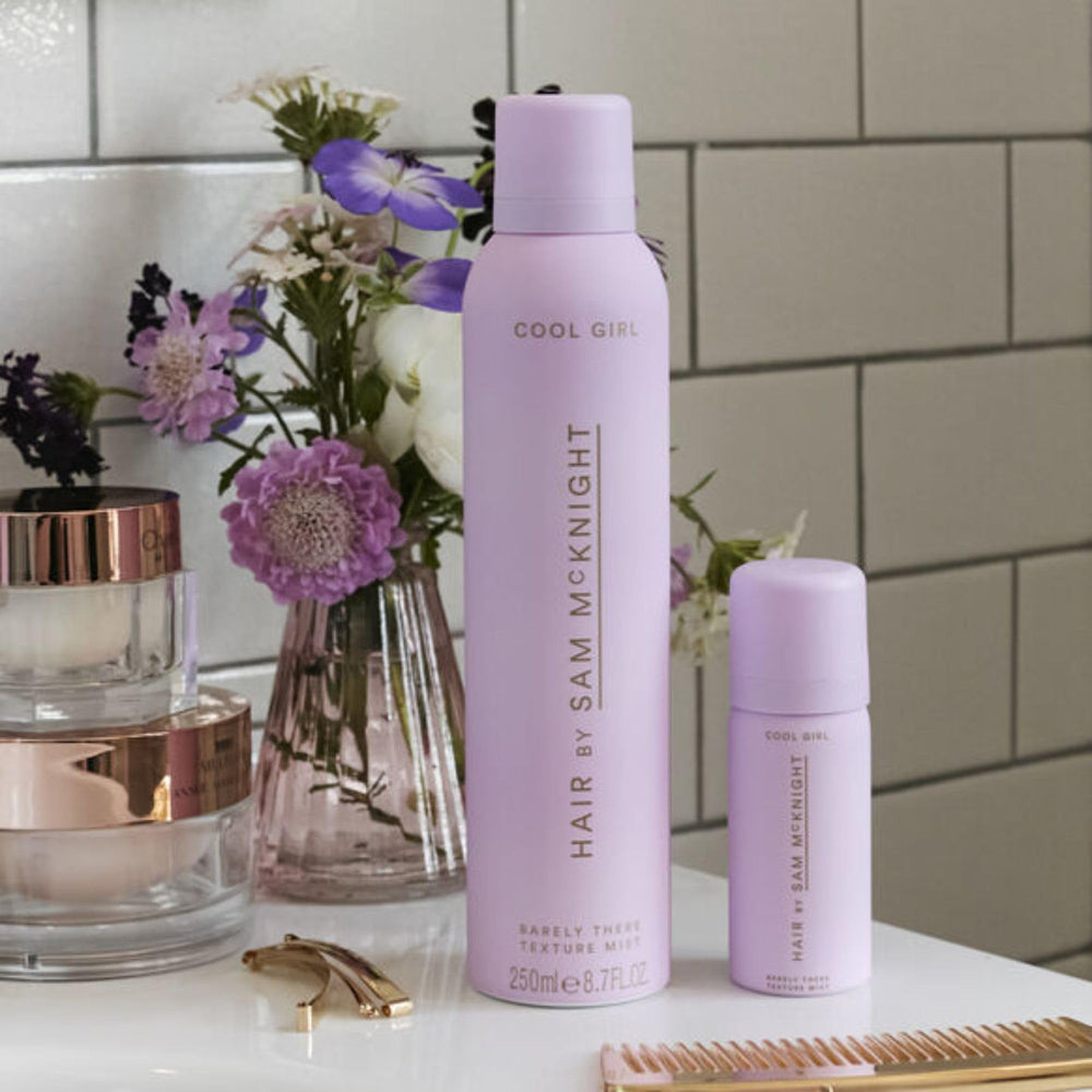 SAM MCKNIGHT Barley There Texture Mist soft finish on hair shine.